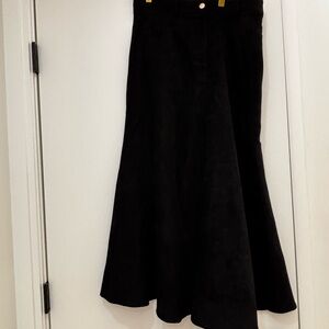Cmoi Collective Black Faux Suede Maxi Skirt NWT Size M Flared